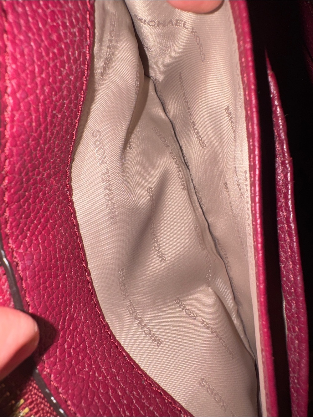 Michael Kors Raspberry Red Pebbled Leather Large Bifold Wristlet - Picture 8 of 14
